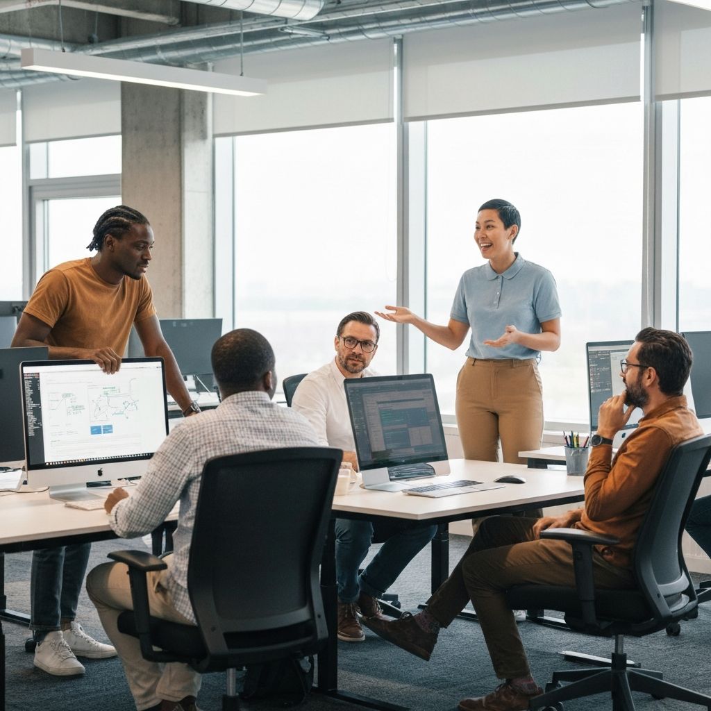 モダンなオフィスで協働するEcouluチーム